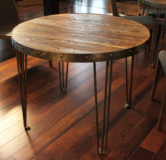 Reclaimed Wood Round Table Industrial Denver By Jw Atlas