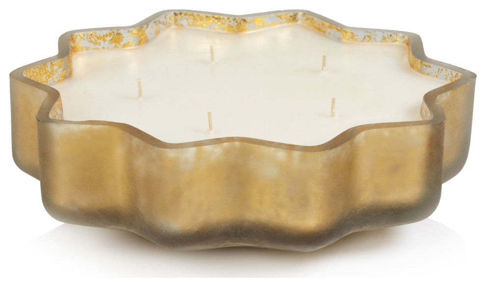 Starburst Siberian Fir 5Wick Scented Jar Candle. Gold Candles by Zodax Houzz