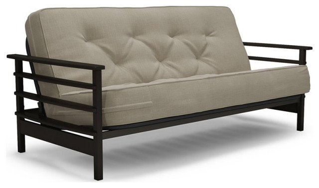 Dhp Rosaline Tufted Futon In Tan And Black Transitional Futons By Homesquare Houzz