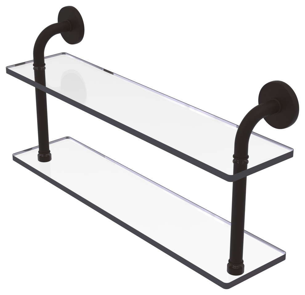 Remi 22" Two Tiered Glass Shelf, Oil Rubbed Bronze