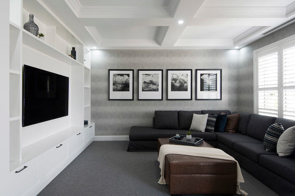 This is an example of a contemporary home theatre in Sydney.