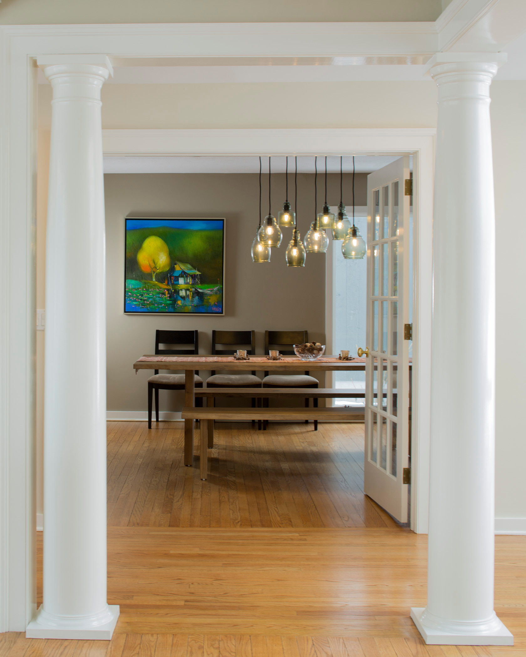 Dining and Family Room integrated with Columns