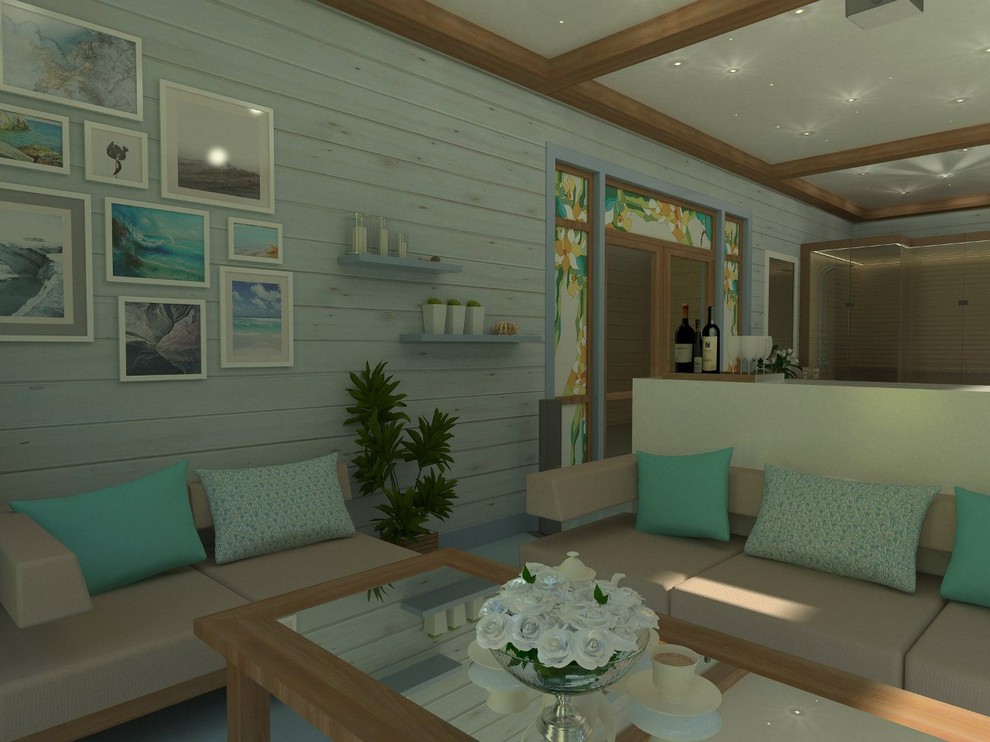 Дизайн комнаты отдыха с сауной и бассеином