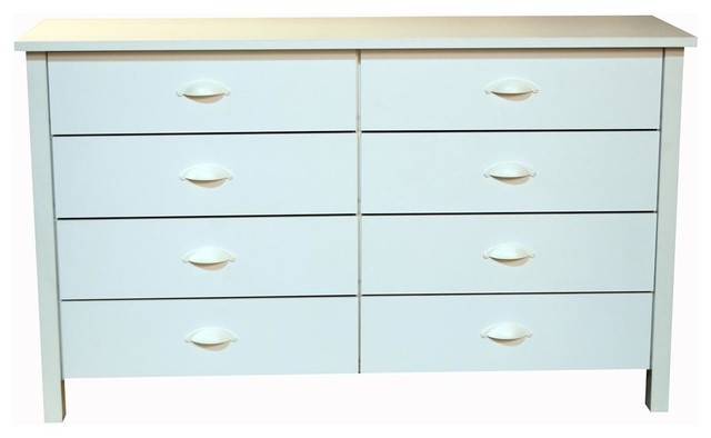 Nouvelle 8 Drawer Double Dresser in White Fin