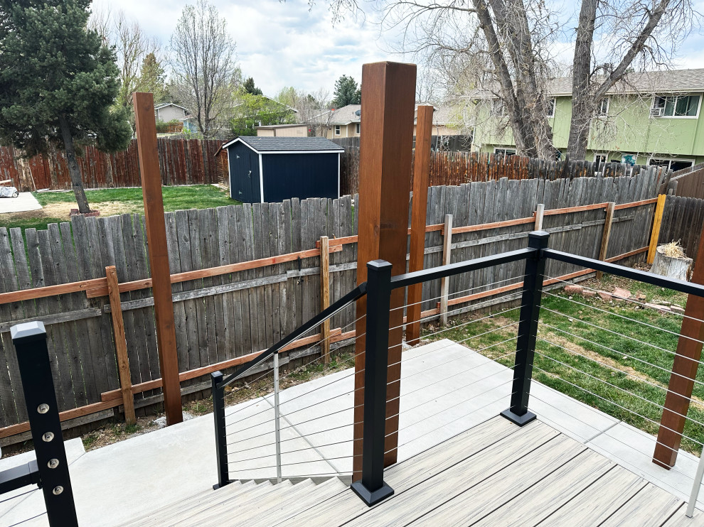 James Hardie New Deck Cable Railing + Shade Sail Posts Transitional