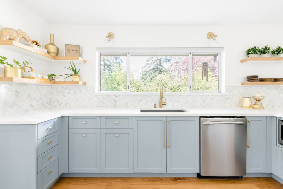 Transitional galley kitchen photo
