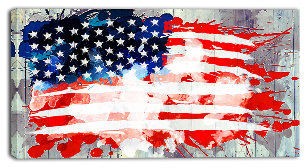 "Abstract US Flag" Canvas Painting Modern Flags And Flagpoles by