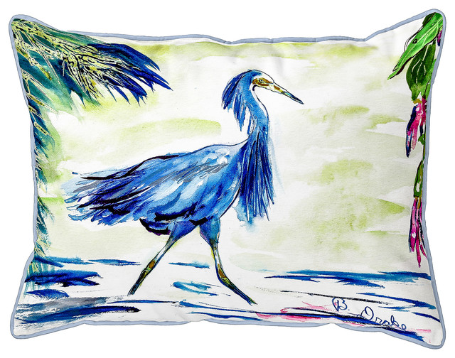 Betsy Drake Blue Egret Large Pillow 16x20