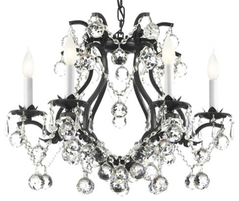 Black Wrought Iron Crystal Chandelier, Black Iron And Crystal Chandeliers