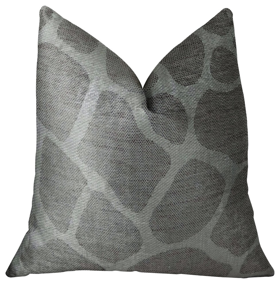 Soft Giraffe Gray and White Handmade Luxury Pillow, 12"x20"