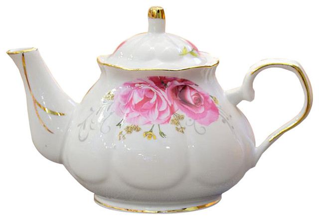 Small Carnation Ceramic Tea Pot Beautiful Details