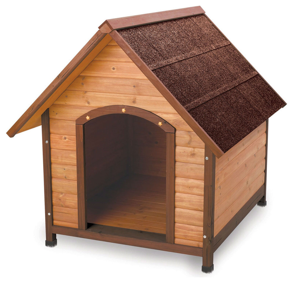 Medium Solid Wood Dog House with Waterproof Shingle Roof, 30" Rustic