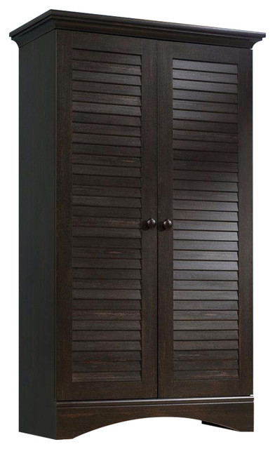 Multi Purpose Wardrobe Armoire Storage Cabinet In Dark Brown Antique Wood Finish Transitional Armoires And Wardrobes By Hilton Furnitures