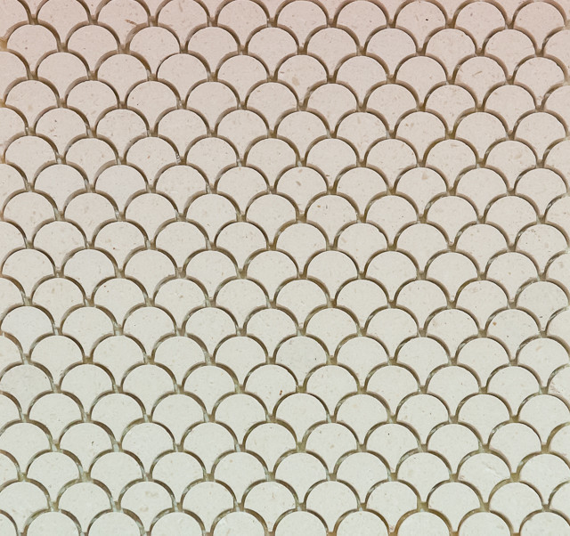 Mini Curve Appeal - Ivory Limestone - Fan Shaped Mosaic, 1 Square Ft.