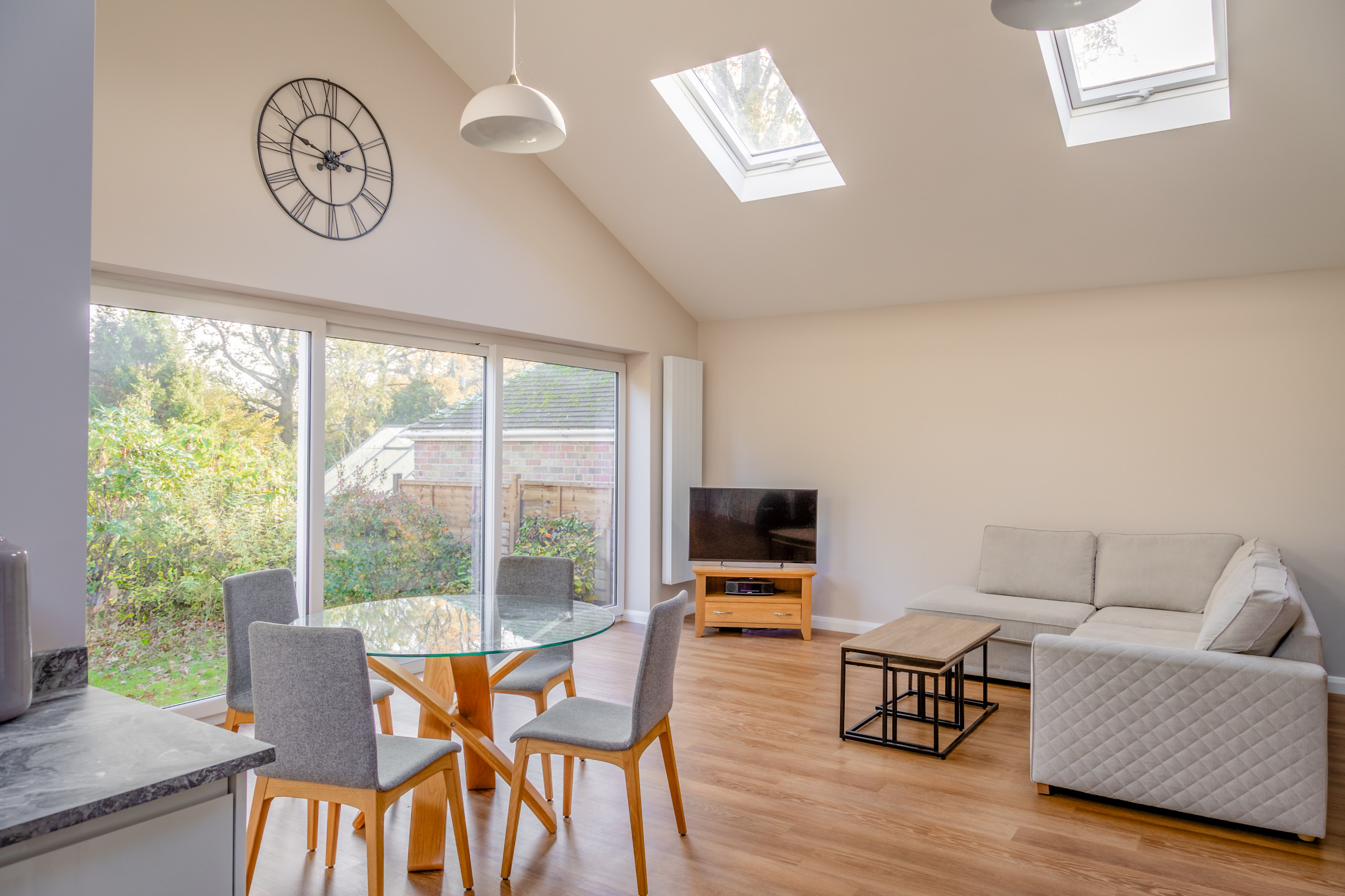 Open-plan dining and living space