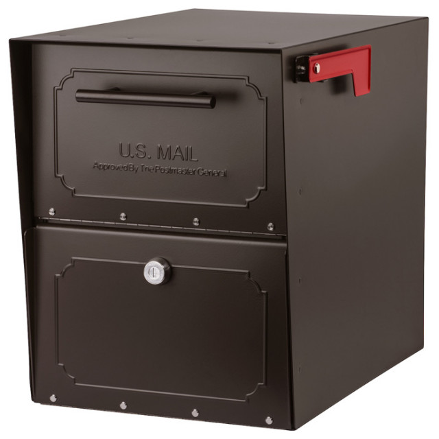 Oasis TriBolt Post Mount Locking Mailbox, Rubbed Bronze Contemporary