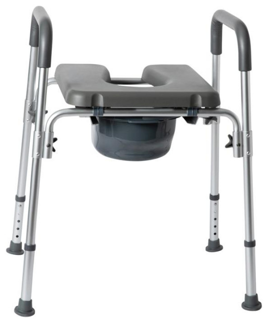 Hercules Shower Commode Chair with Safety Rail, Height Adjustable Frame ...