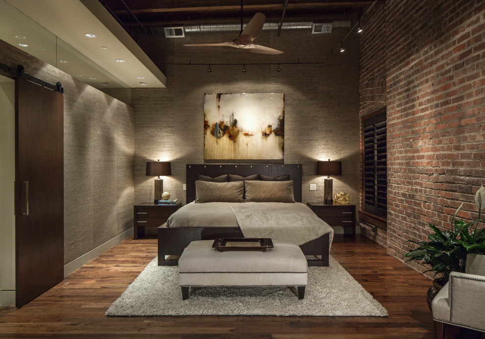 Photo of a contemporary bedroom in Omaha.