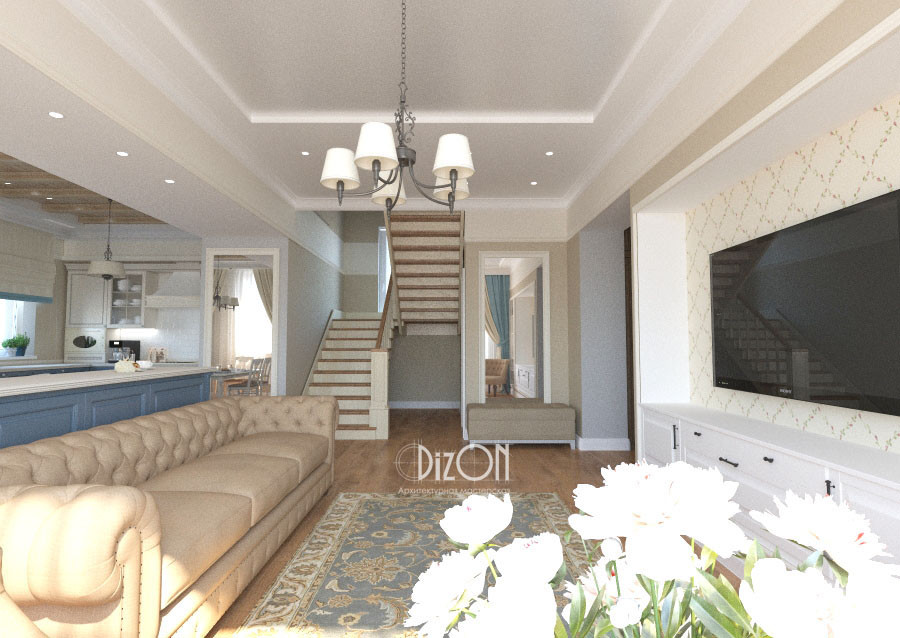 Кухня-гостиная в стиле прованс