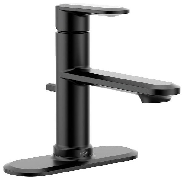 Moen Greenfield Single Lever Handle Matte Black Bathroom Faucet, Deck