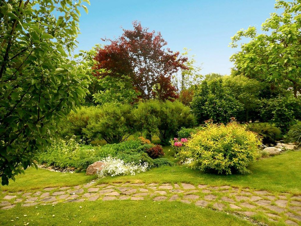 Игра на контрасте в ландшафтном проекте сада