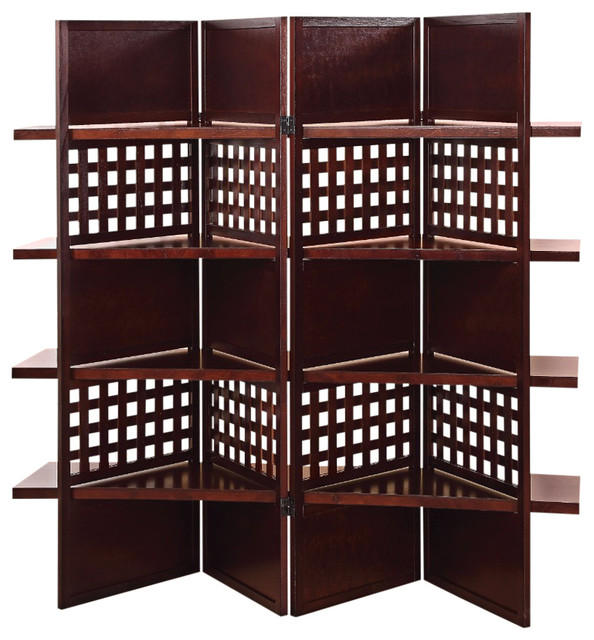 Acme Trudy Ii 4 Panel Wooden Screen Dark Brown Transitional Acme Trudy Ii 4 Panel Wooden Screen Dark Brown