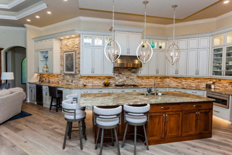 Example of a transitional kitchen design in Miami