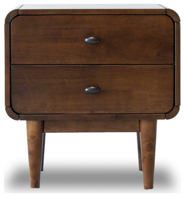 Stein Mid Century Modern Walnut Nightstand Bed Side Table - Midcentury ...