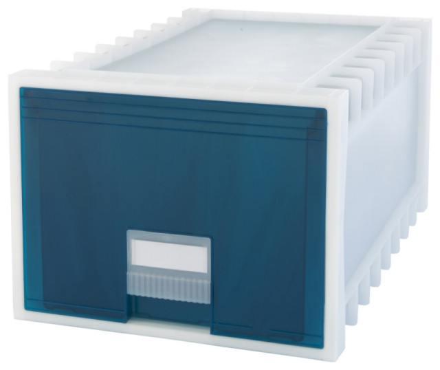 Plastic Archive Storage Box, Letter/Legal, 24Inch Drawer, White/Green