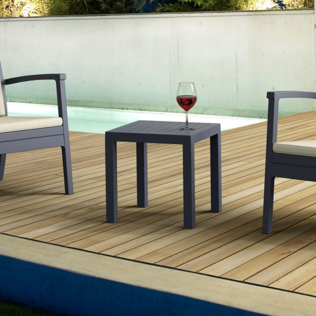 Home Square 2 Piece Square Resin Patio Side Table Set in White ...