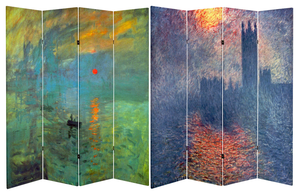 6' Tall Double Sided Works of Monet Canvas Room Divider