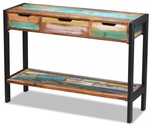 Tidyard Console Table Desk Retro Console Cabinet Solid Reclaimed Wood Hall Cabinet 120x40x75 cm