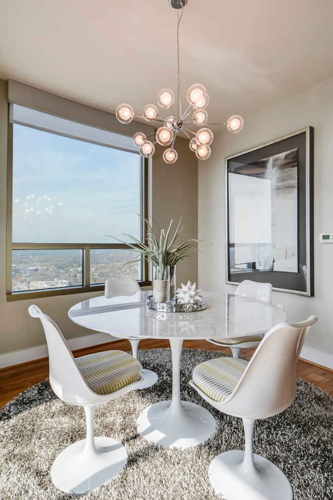 Great room - small transitional light wood floor great room idea in Austin with gray walls