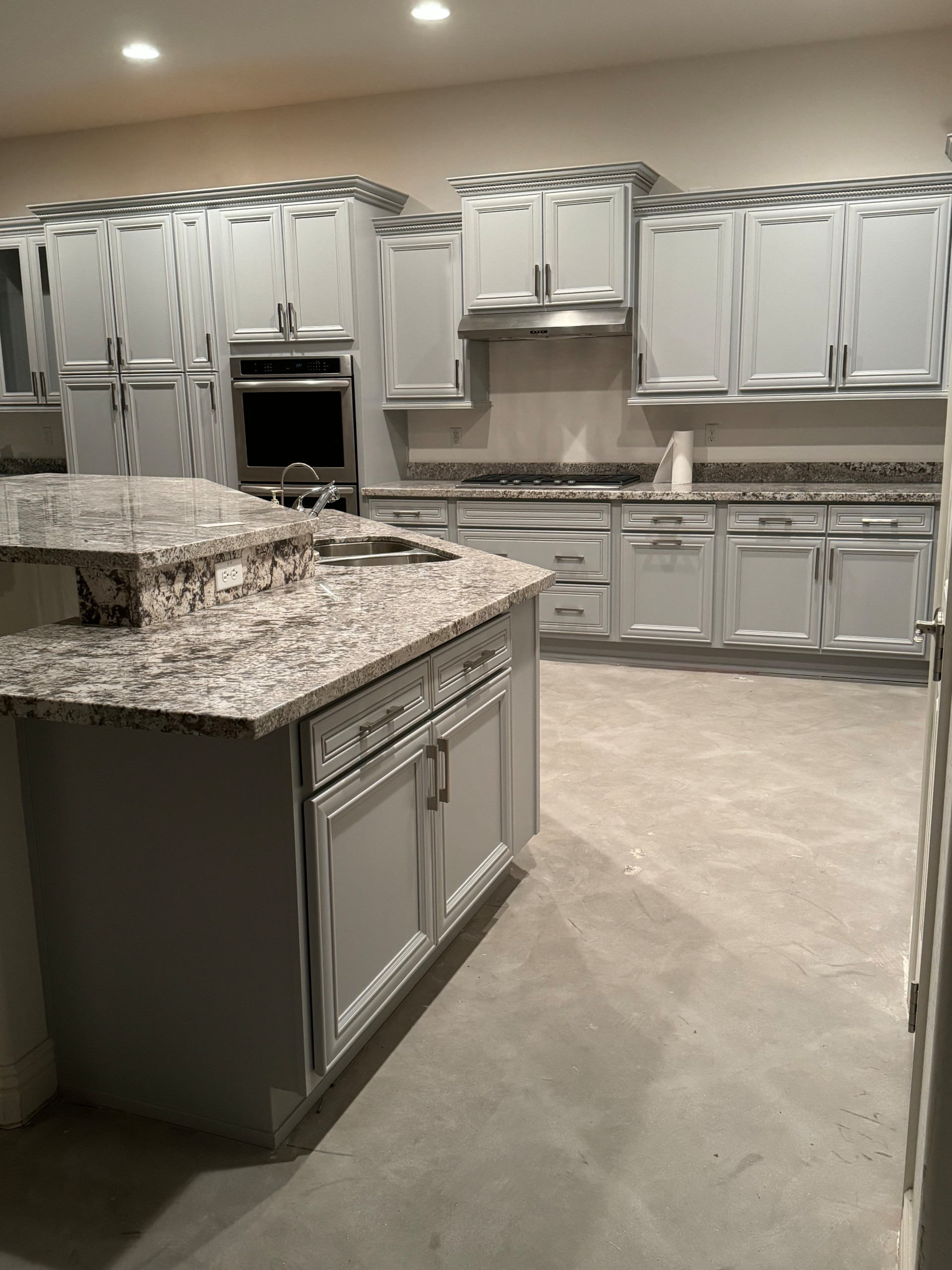 Grey Kitchen Paint with Partial Custom Build