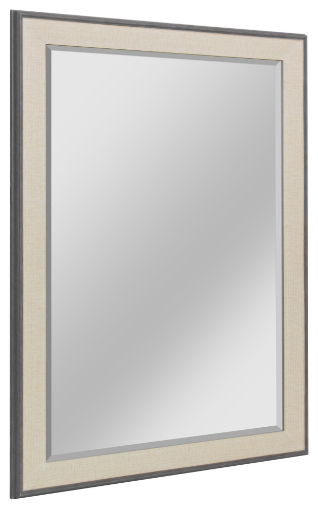 Head West 29.5 x 41.5 Gray & Beige Beveled Mirror, 41.5" H X 29.5" L X