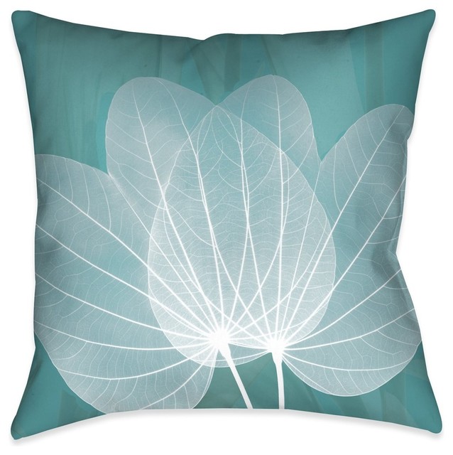 Teal Leaves Decorative Pillow Contemporary Decorative Pillows by