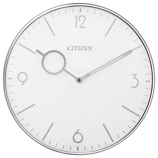 CITIZEN Gallery Silver Circular Wall Clock Contemporary Wall Clocks