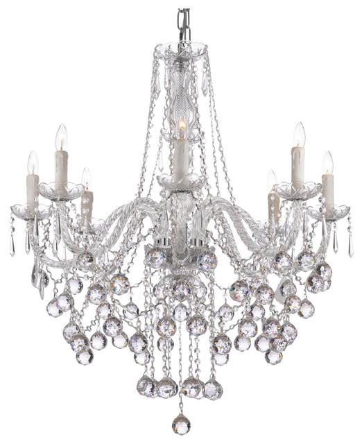 8Light Crystal Ball Chandelier 33"x28" Traditional Chandeliers