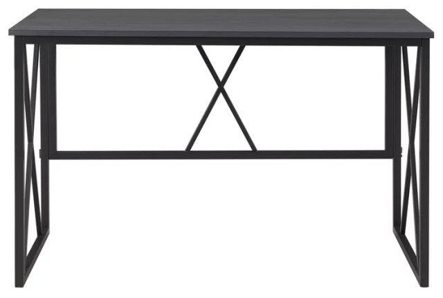 Traditional Desk, X-Shaped Design With Metal Base & Rectangular Top ...
