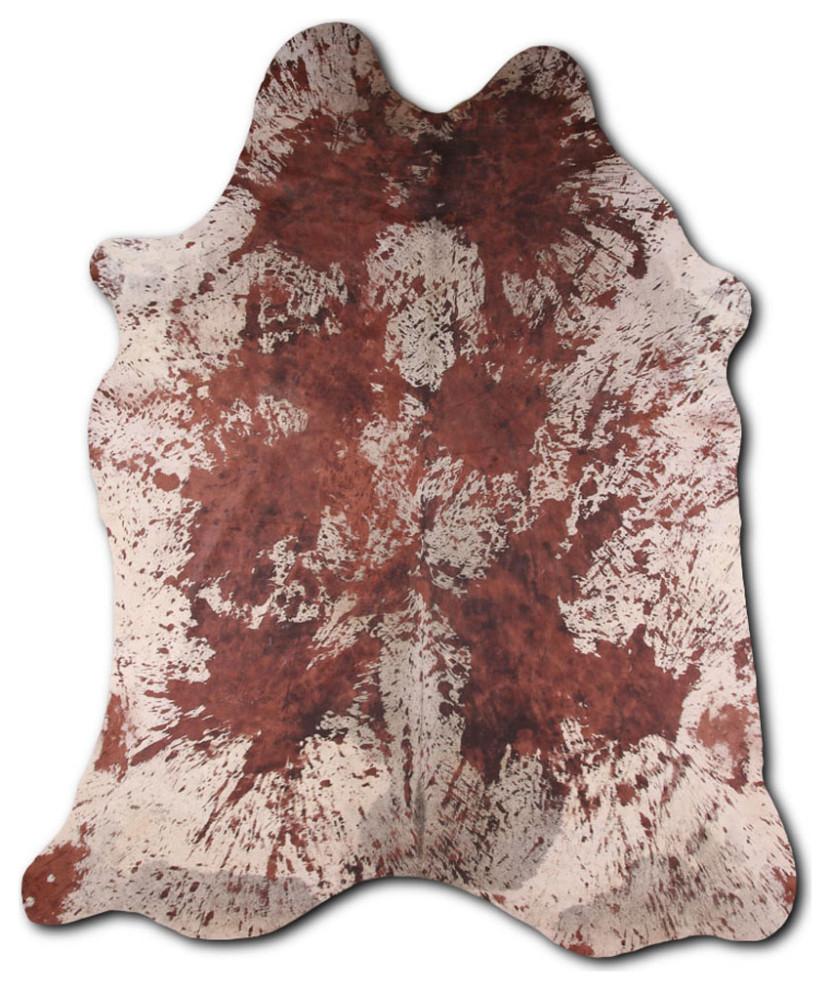 ACID WASHED HAIR ON Cowhide Rug DE DISTRESSED BROWN, 5'x7' to 6'x8