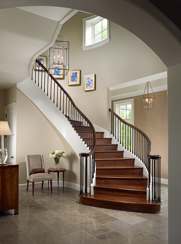 Photo of a transitional staircase in New York.