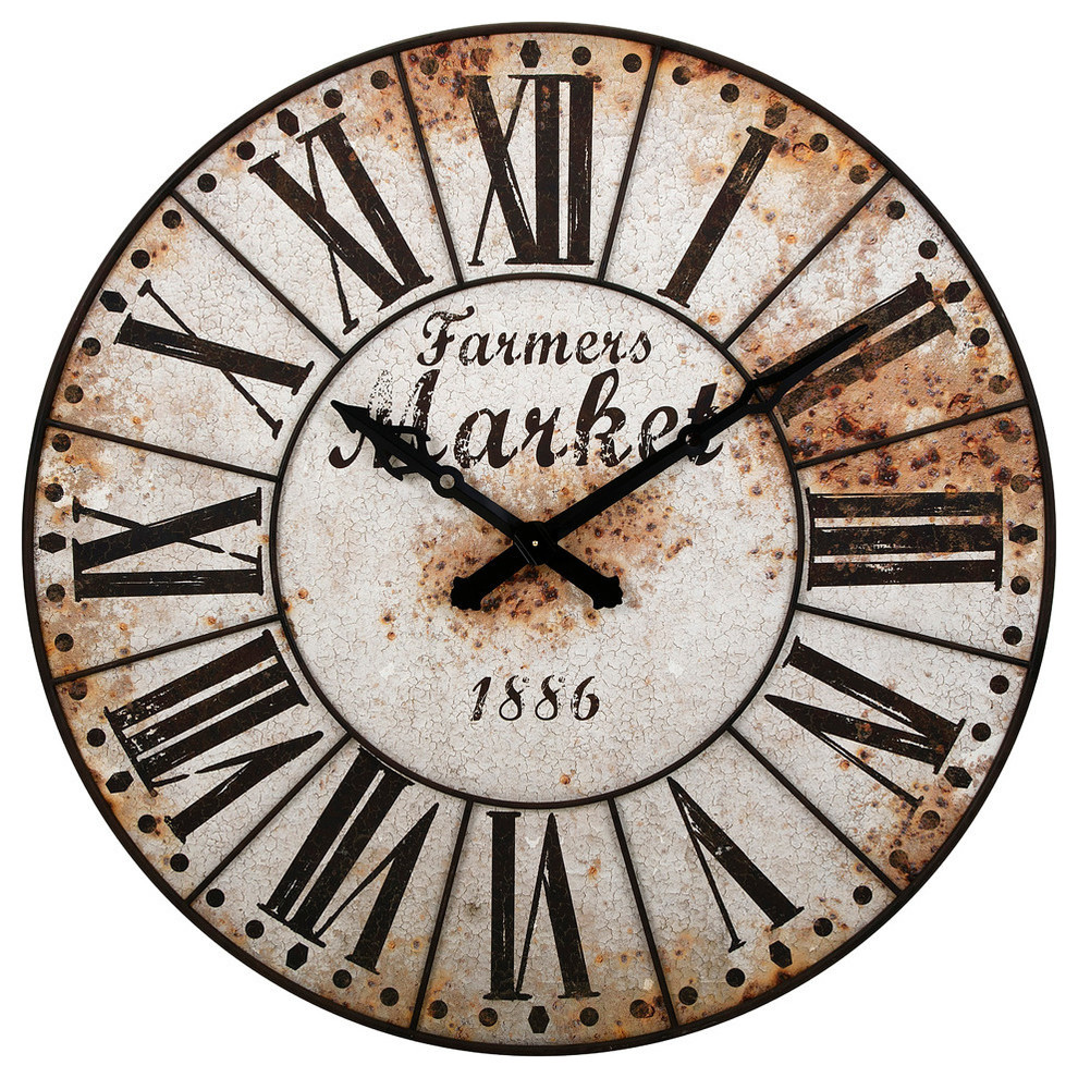 Farmers Market Oversized Wall Clock Farmhouse Wall Clocks By Gwg Outlet Houzz