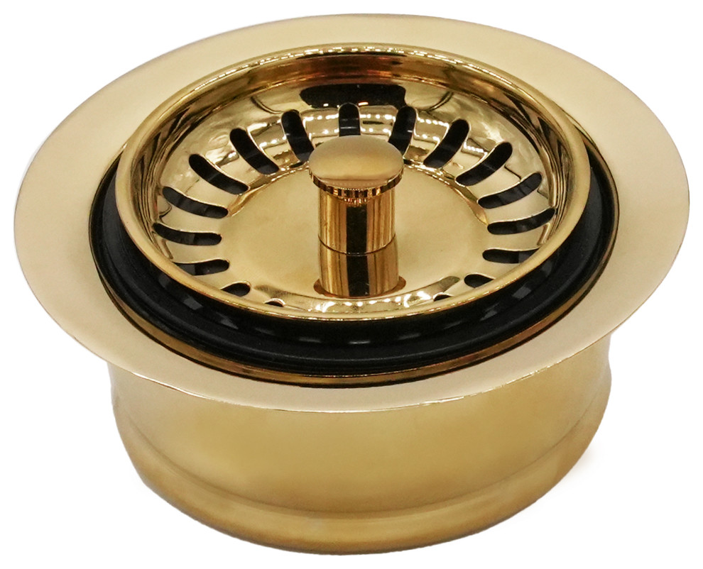 Insinkerator Style Extra-Deep Disposal Flange and Strainer, Polished Brass