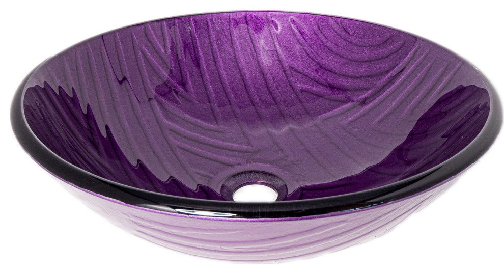 Viola Hand Painted Purple Glass Bathroom Vessel Sink