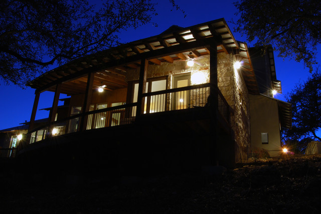 Partial Rear Elevation - Dusk contemporary-fasad