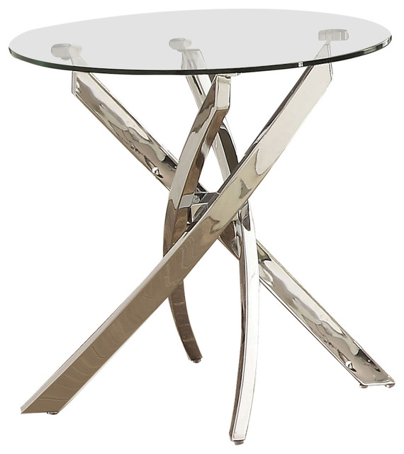 Sareena Modern Glass Top End Table, Chrome