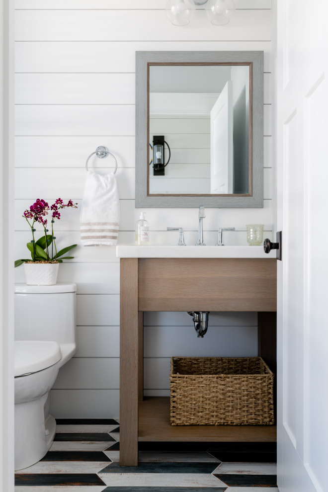 Bathroom - transitional double-sink bathroom idea in Providence
