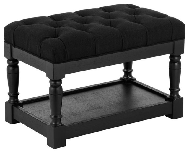 American Home Classic Athena 17" Farmhouse Solid Wood/Fabric Stool in