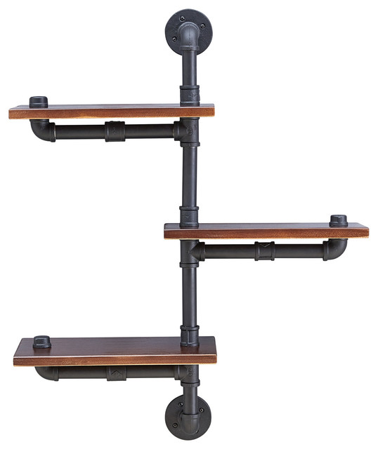 3Tier Industrial Wall Pipe Shelving Unit Industrial Display And