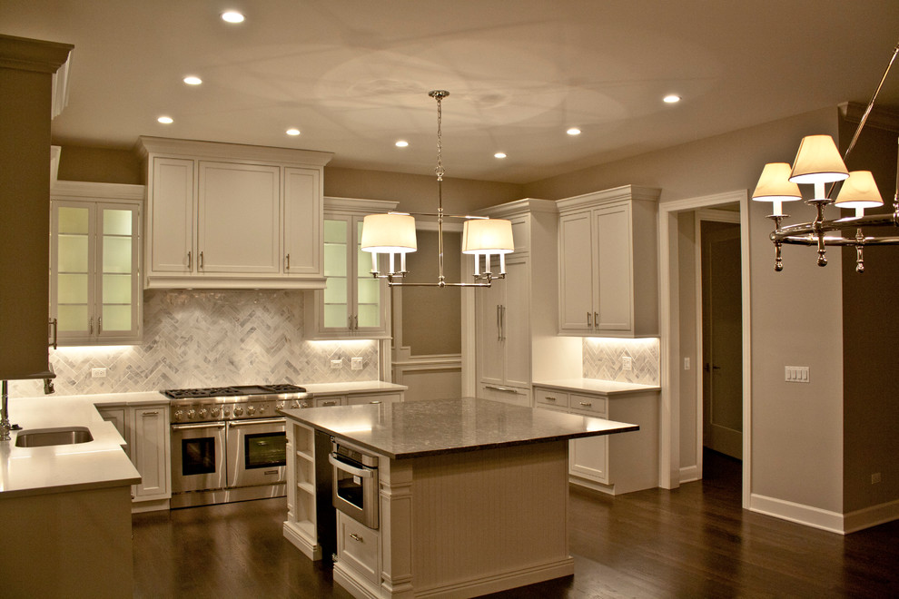 Example of a transitional kitchen design in Chicago